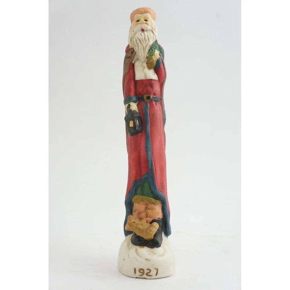 Vintage Slim Pencil Santa Claus Figurine‎ 1927 Red Robe Lantern Teddy Bear Good